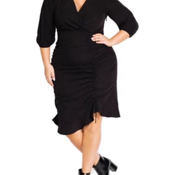 NEW City Chic Sexy Black Ruche Dress Size 20 - Picture 3 of 7